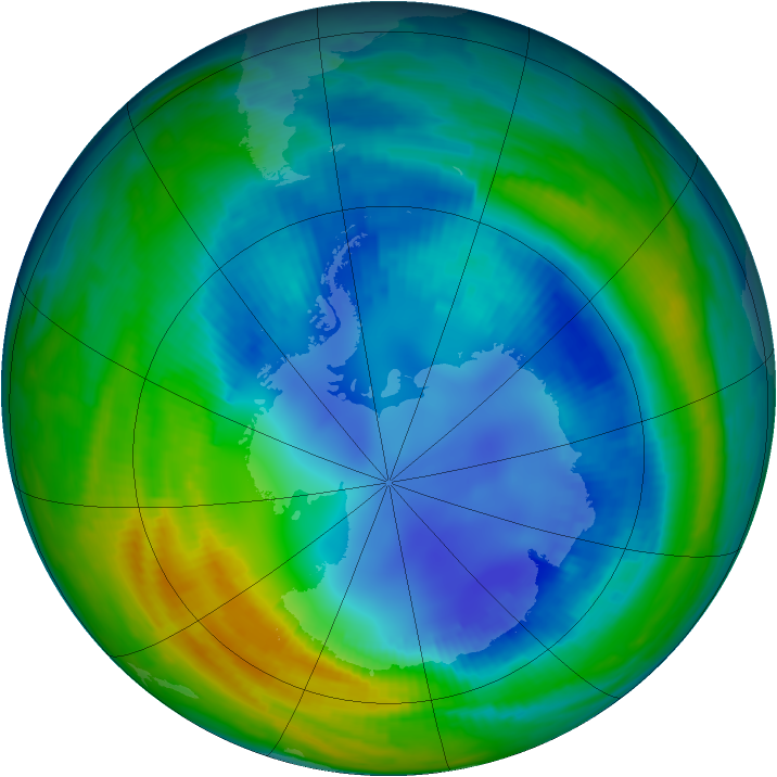 Antarctic ozone map for 16 August 1997